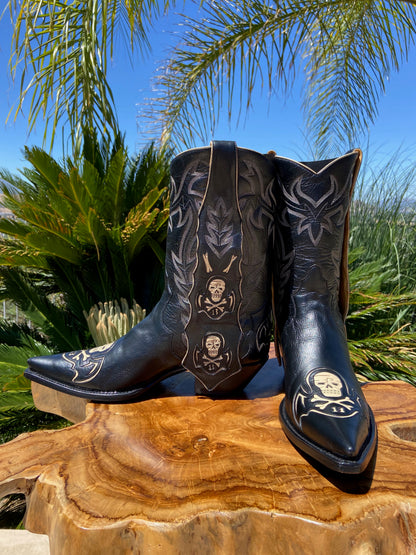 Liberty Custom Skull and Cross Bones 13 Cowboy Boots 10.5 D