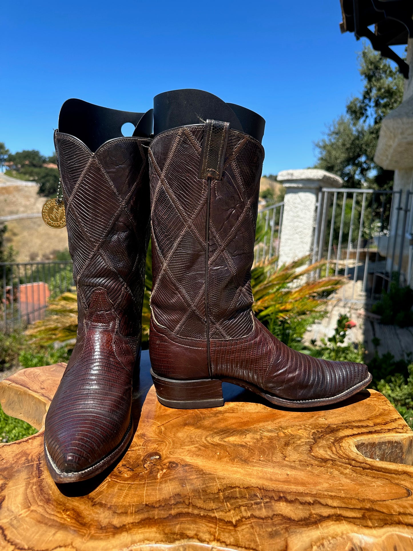 Vintage Tony Lama Full Teju Lizard Cowboy Boots 8 D