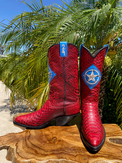 Champion Attitude Custom Texas Rangers Full Python Cowboy Boots 10 D (Made for ADRIAN BELTRE))