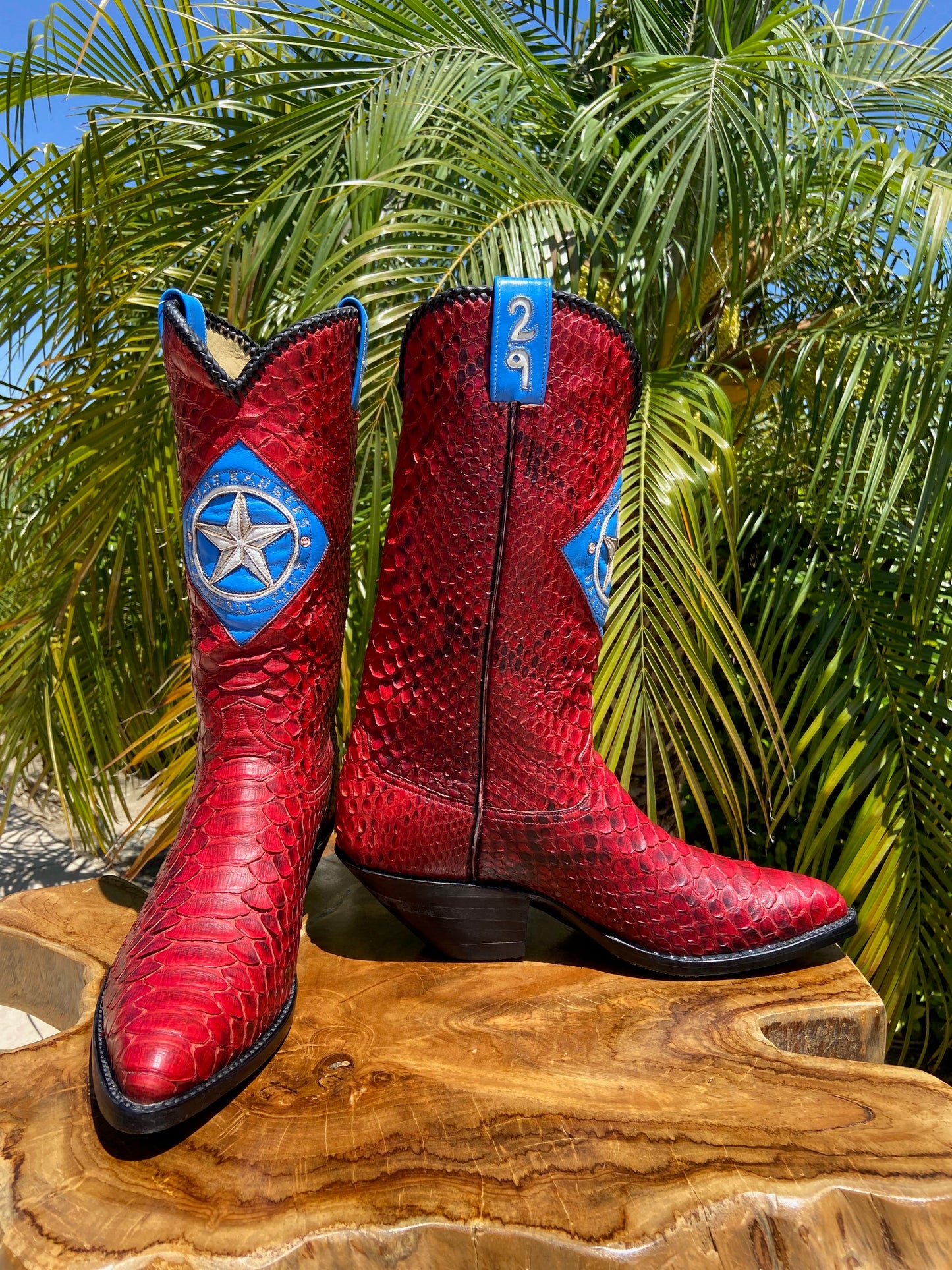 Champion Attitude Custom Texas Rangers Full Python Cowboy Boots 10 D (Made for ADRIAN BELTRE))