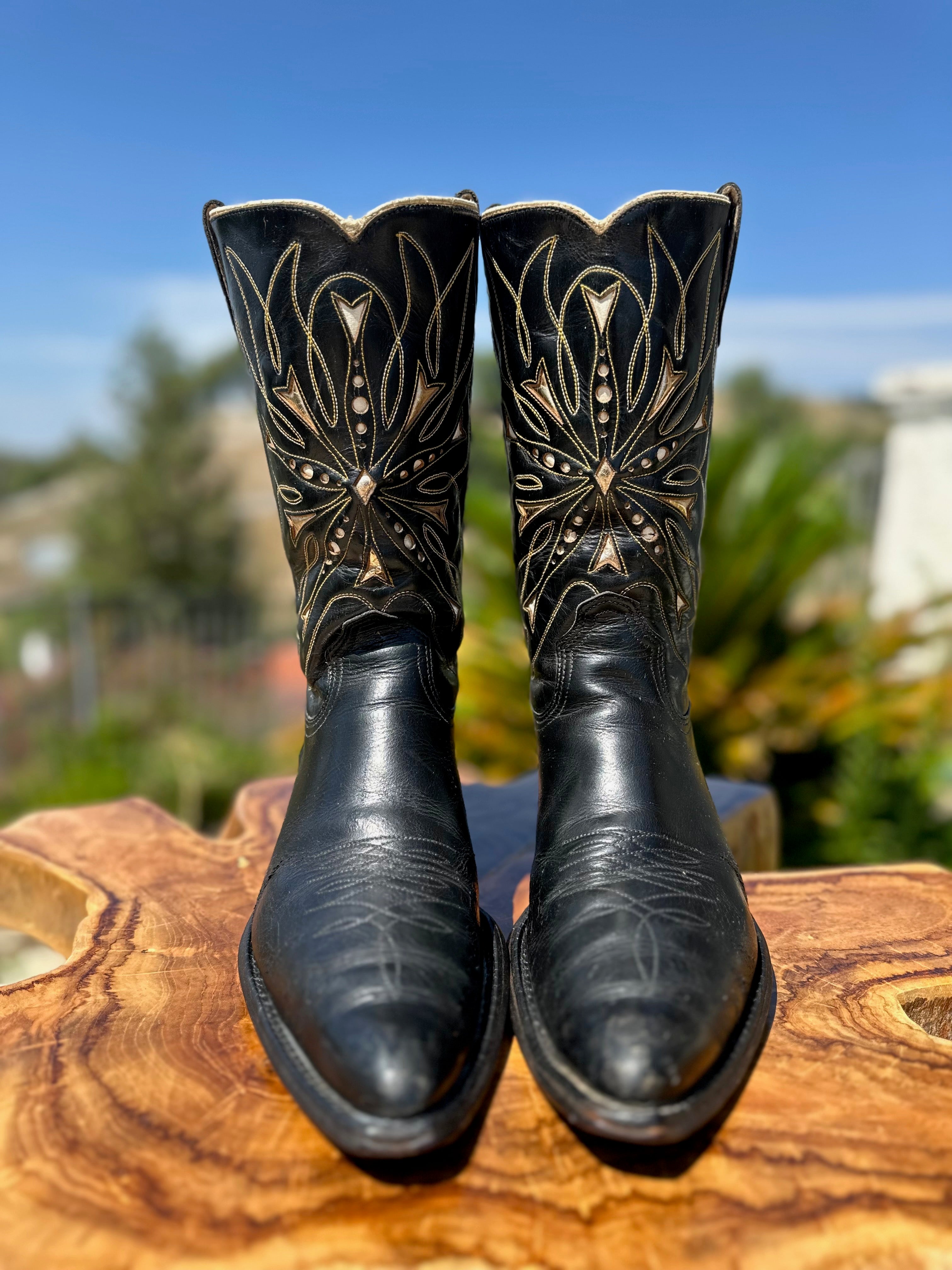 Vintage black cowboy clearance boots