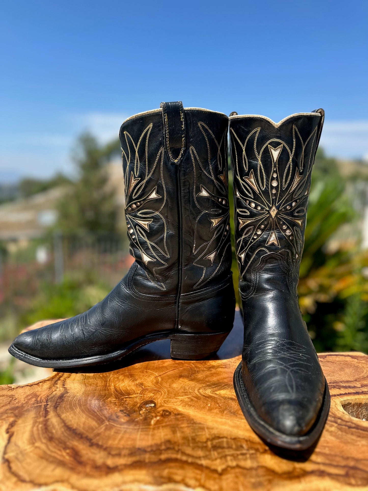 ACME 1950s Gold Inlay Cowboy Boots Size 9.5 D