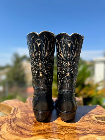 ACME 1950s Gold Inlay Cowboy Boots Size 9.5 D