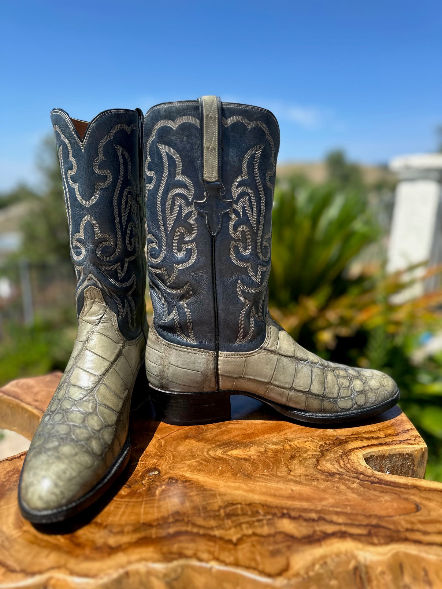 Lucchese San Antonio Bias Cut American Alligator Cowboy Boots Size 11 B