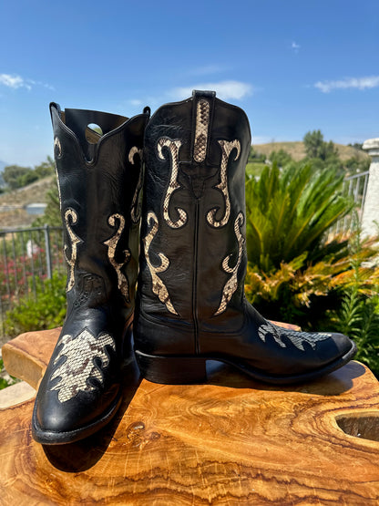 Rios of Mercedes Python Inlay Cowboy Boots size 8.5 D w/ 34 in belt