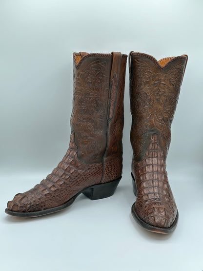 Lucchese Custom Hand Tooled American Alligator Cowboy Boots size 10 D