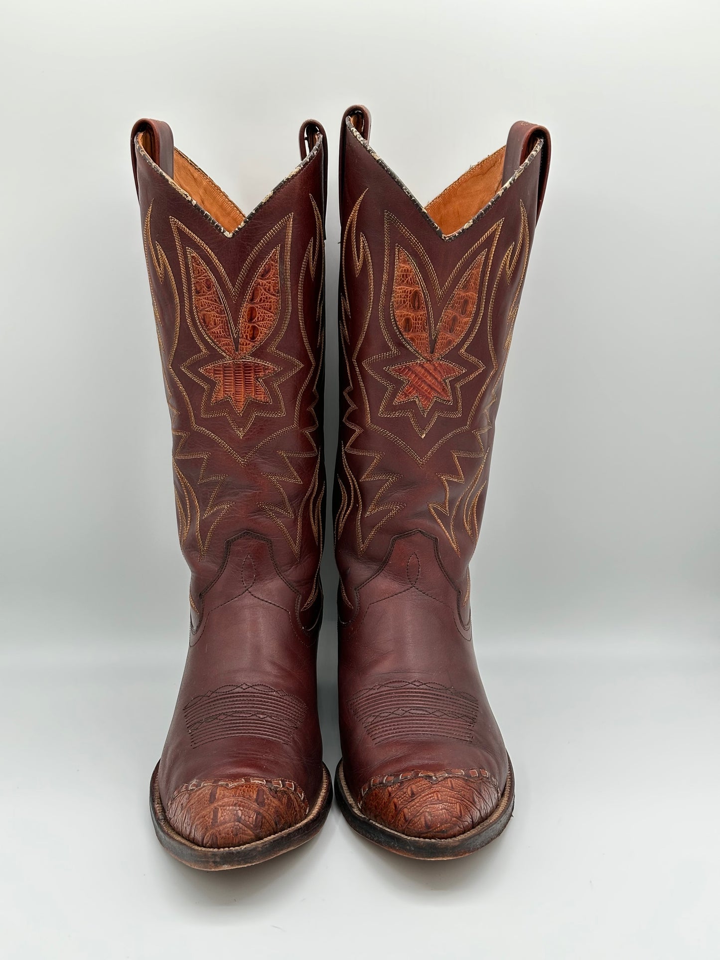 Dan Post Preban Hornback Lizard Made in Spain size 9 D Cowboy Boots