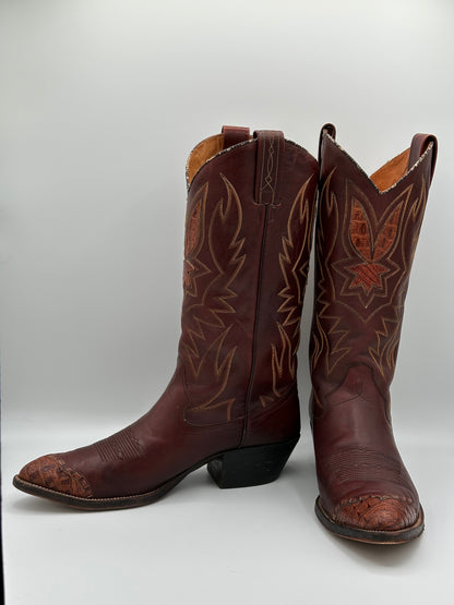 Dan Post Preban Hornback Lizard Made in Spain size 9 D Cowboy Boots