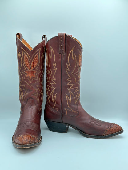 Dan Post Preban Hornback Lizard Made in Spain size 9 D Cowboy Boots