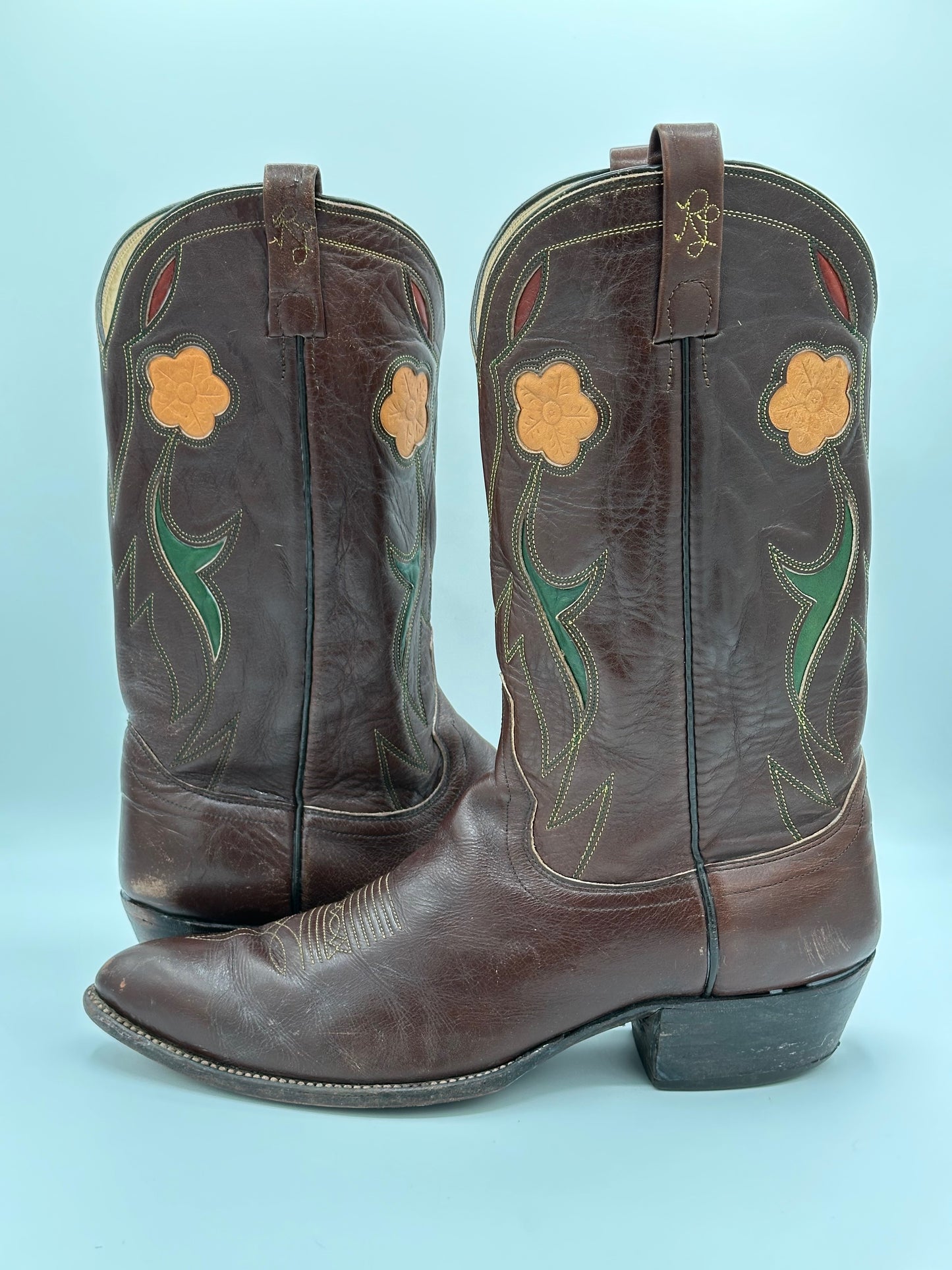 1970s Ralph Lauren Polo Custom Inlay Cowboy Boots size 13 D