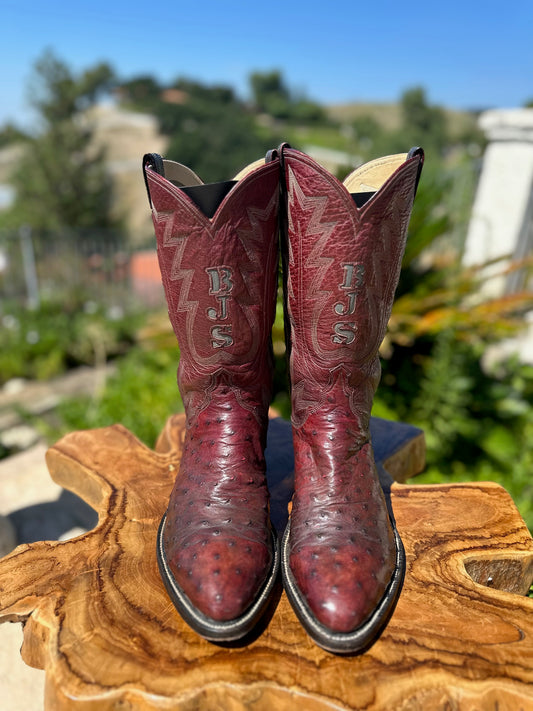 Rusty Franklin Full Quill Ostrich Top and Bottom Cowboy Boots 9.5 D