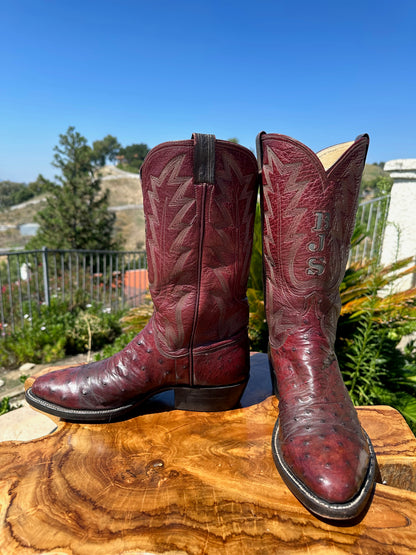 Rusty Franklin Full Quill Ostrich Top and Bottom Cowboy Boots 9.5 D