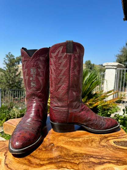 Rusty Franklin Full Quill Ostrich Top and Bottom Cowboy Boots 9.5 D