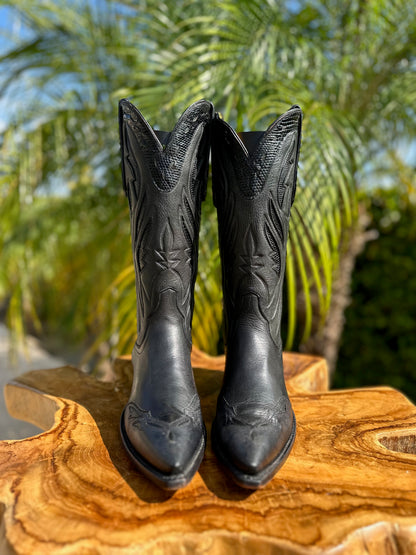 Stallion Black Lizard Custom Cowgirl Boots size 6 C