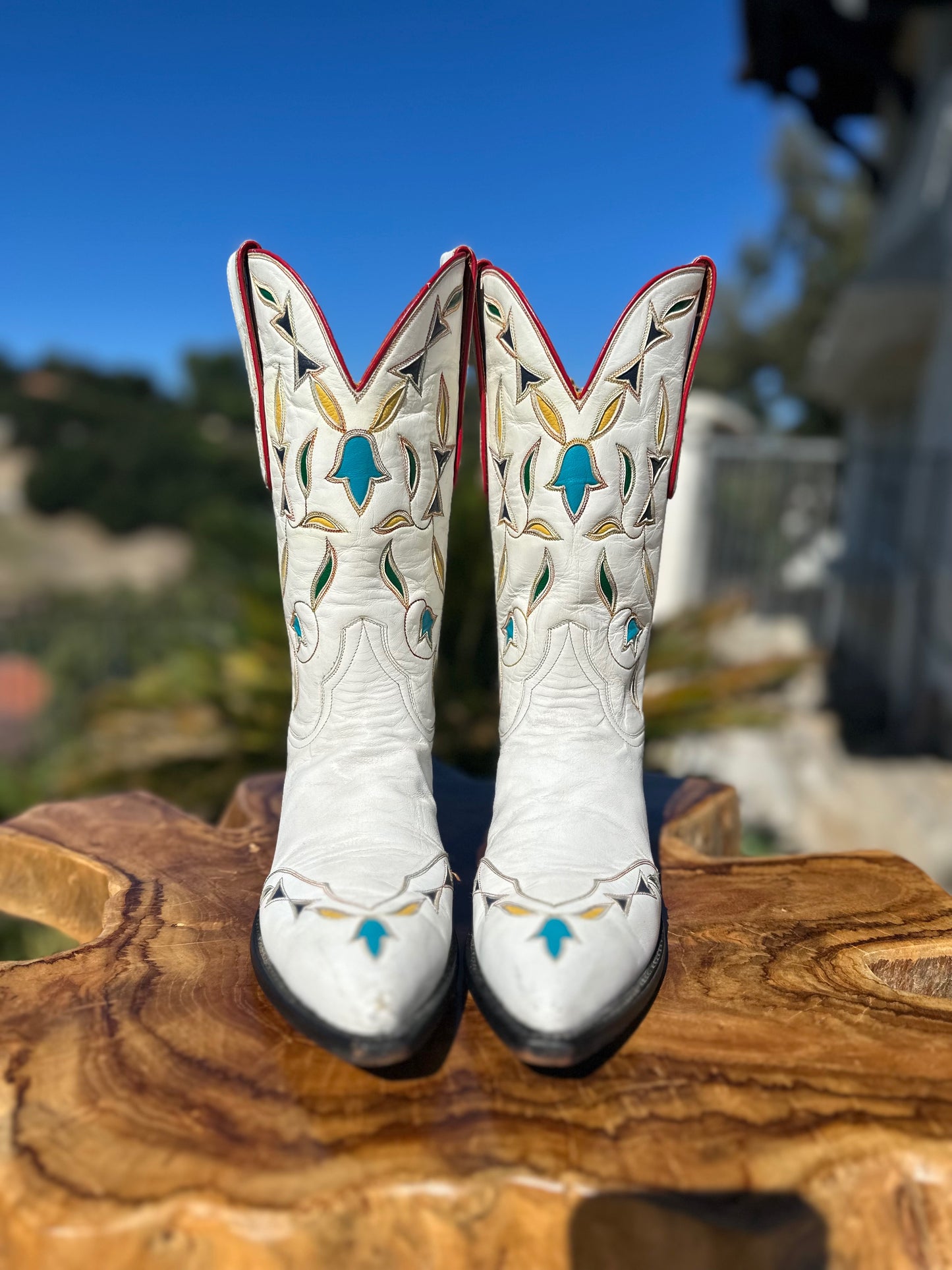 Stallion Custom White Cowgirl Boots size 6 B