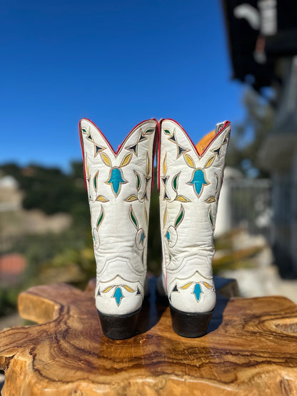 Stallion Custom White Cowgirl Boots size 6 B