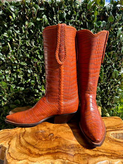 Littles Boot Company Full Nile Crocodile Cowboy Boots size 9 D