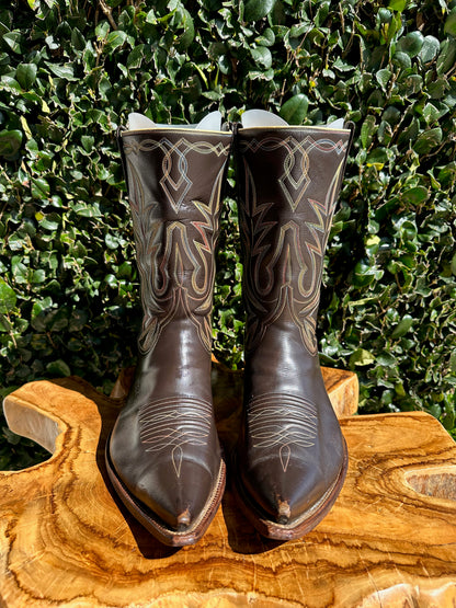 1950's Littles Boot Company Variegated RAINBOW Stitch Cowboy Boots size 10 D