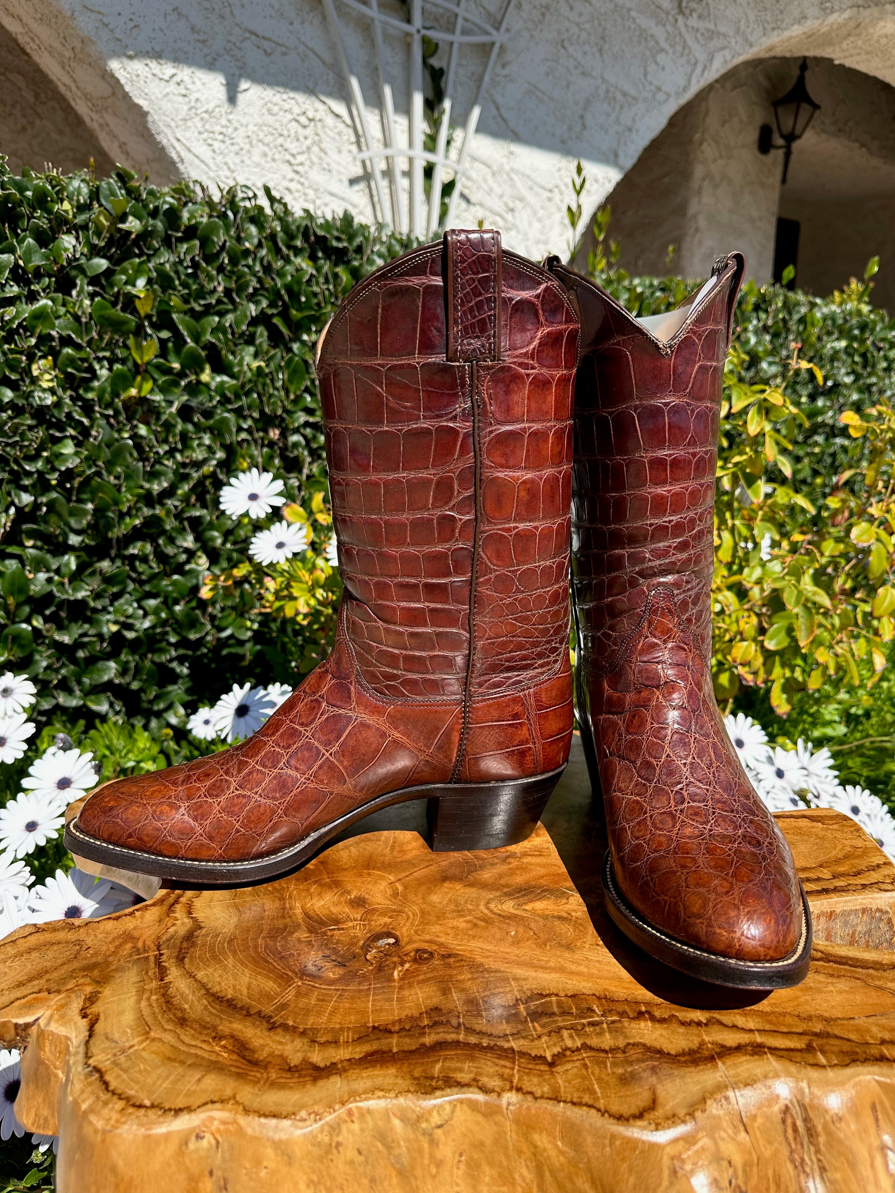 Justin FULL American Alligator Top and Bottom Cowboy Boots size 10.5 D Western Boot Company