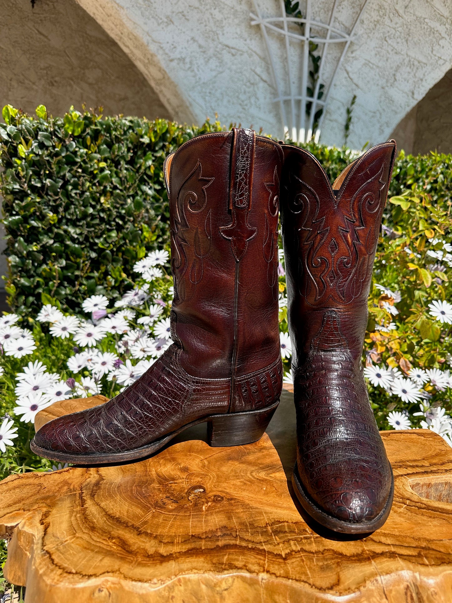 Lucchese Preban Hornback Lizard Cowboy Boots size 9 D