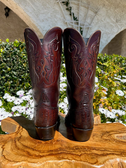 Lucchese Preban Hornback Lizard Cowboy Boots size 9 D