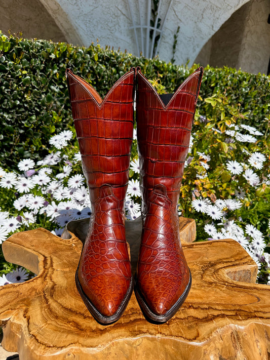 El Dorado Full American Alligator Bias Cut Cowboy Boots size 9 D