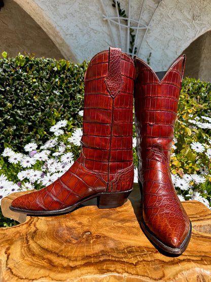 El Dorado Full American Alligator Bias Cut Cowboy Boots size 9 D