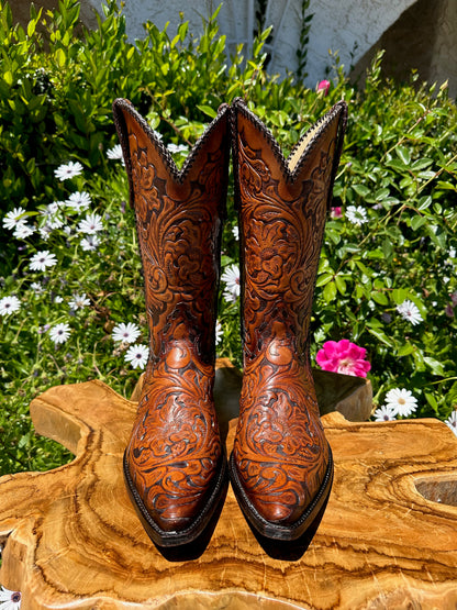 Liberty Custom Hand Tooled Cowboy Boots size 9.5 D