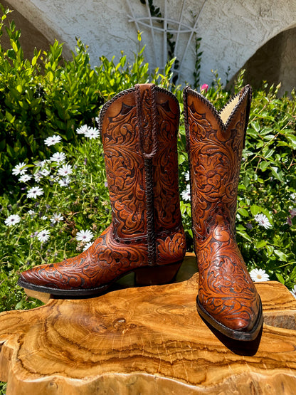 Liberty Custom Hand Tooled Cowboy Boots size 9.5 D