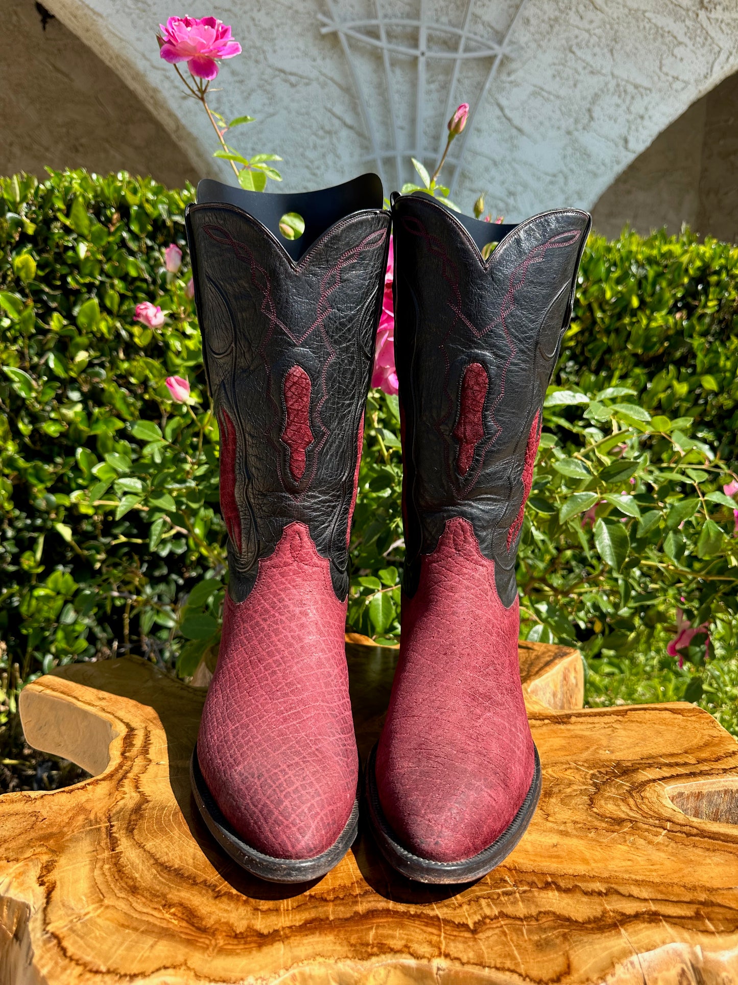 LOVELESS CUSTOM RED SUEDED HIPPO COWBOY BOOTS SIZE 10.5 D