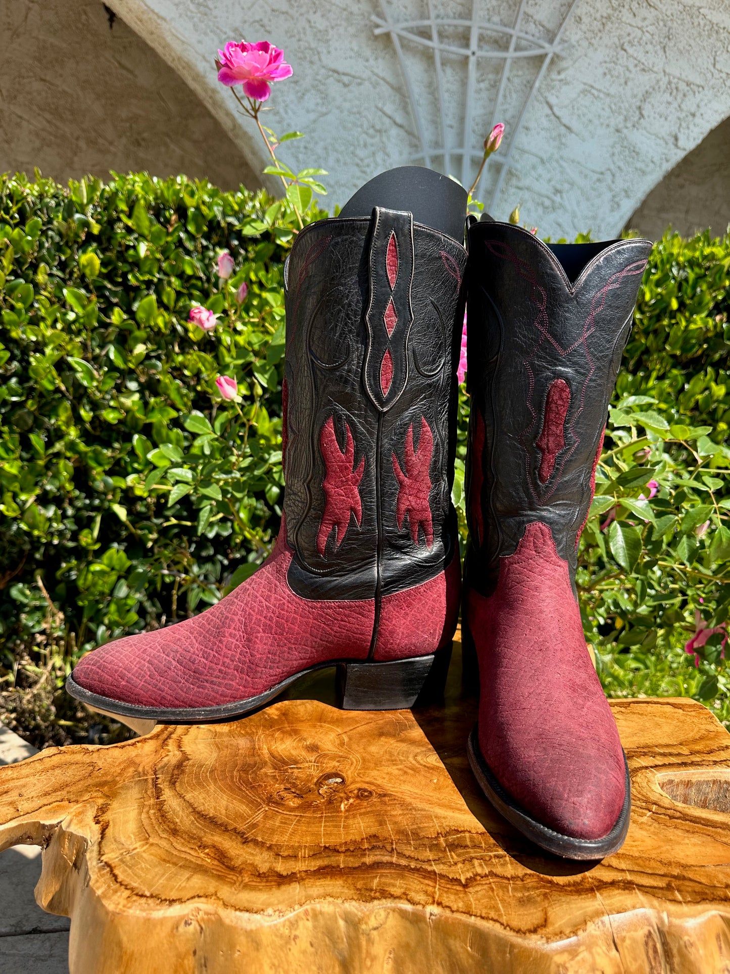 LOVELESS CUSTOM RED SUEDED HIPPO COWBOY BOOTS SIZE 10.5 D