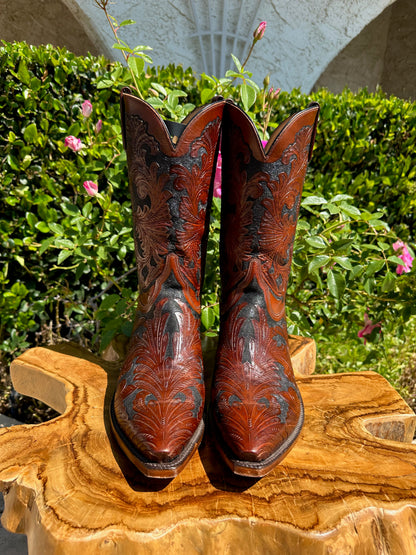 Lucchese HAND TOOLED Kents Cowboy Boots size 12 D