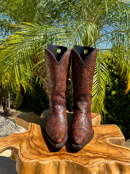 Crazy Horse Custom Hand Tooled Cowboy Boots size 10 D