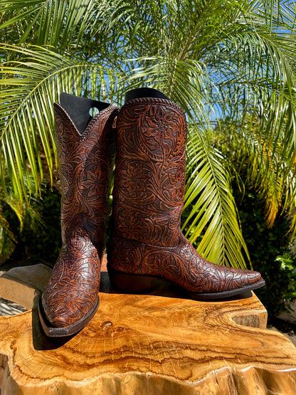 Crazy Horse Custom Hand Tooled Cowboy Boots size 10 D