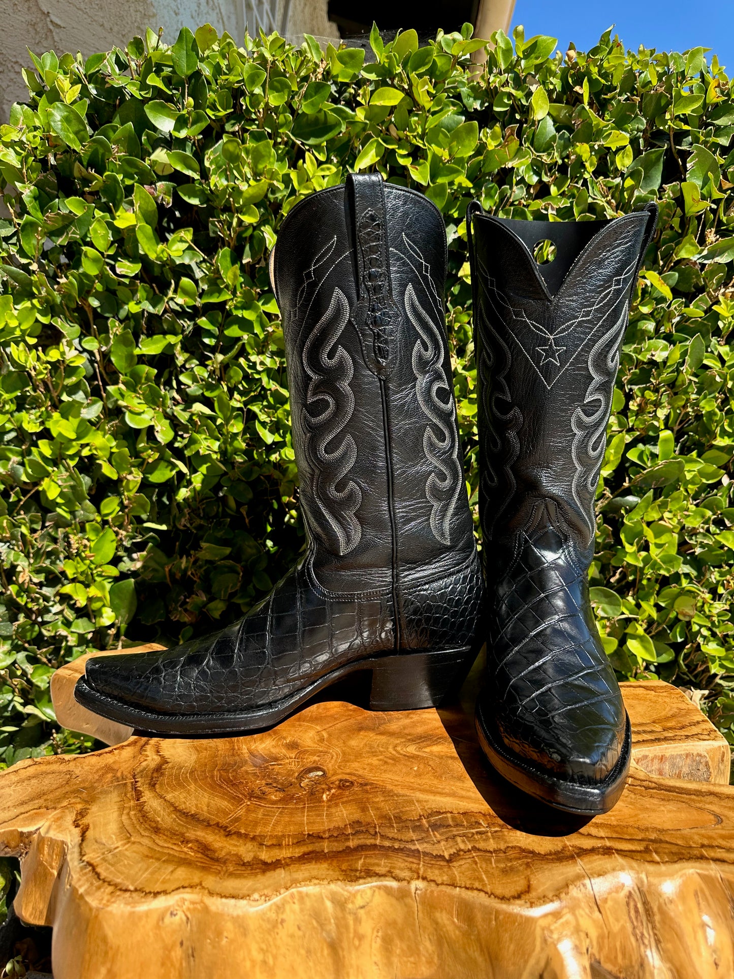 JB HILL BOOT COMPANY American Alligator Bias Cut Cowboy Boots Size 10 D