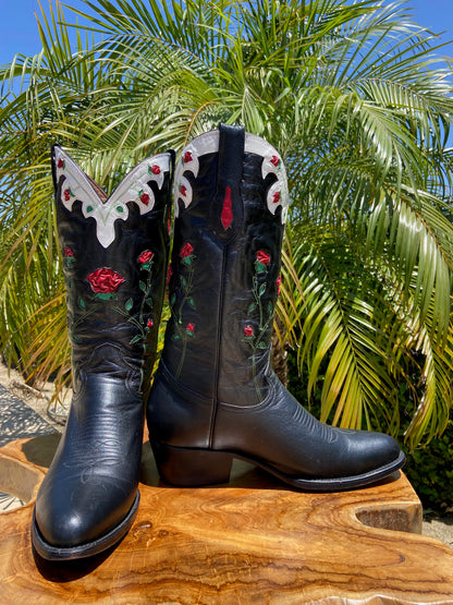 Montana Vintage Custom Rose Cowboy Boots 10.5 EE