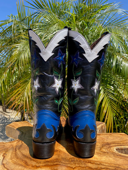 Montana Custom Flower Inlay Size 10.5 EE Cowboy Boots