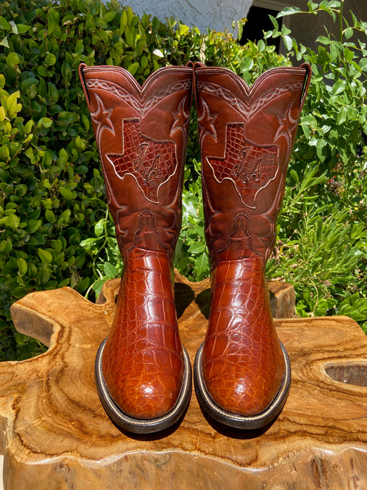 ML LEDDY American Alligator Cowboy Boots 9 D.