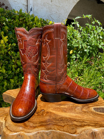 ML LEDDY American Alligator Cowboy Boots 9 D.