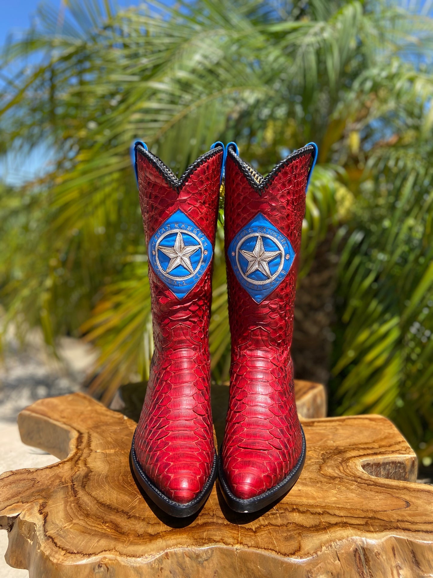 Champion Attitude Custom Texas Rangers Full Python Cowboy Boots 10 D (Made for ADRIAN BELTRE))