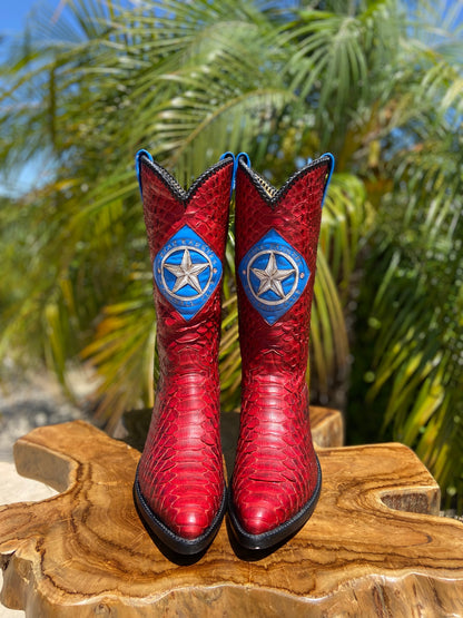 Champion Attitude Custom Texas Rangers Full Python Cowboy Boots 10 D (Made for ADRIAN BELTRE))