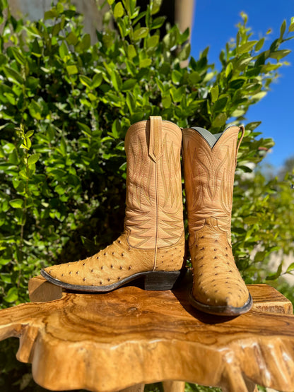 Osuna Custom Full Quill Ostrich Cowboy Boots size 9 D