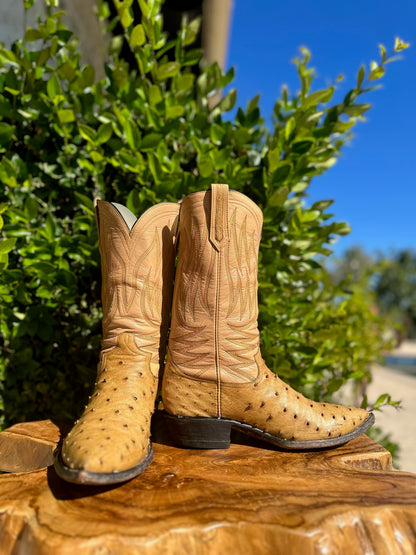 Osuna Custom Full Quill Ostrich Cowboy Boots size 9 D