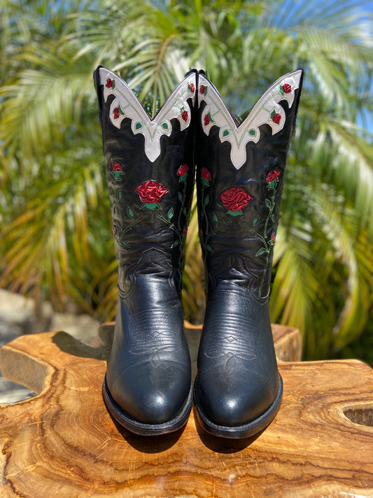 Montana Vintage Custom Rose Cowboy Boots 10.5 EE