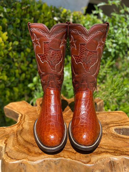 ML LEDDY American Alligator Cowboy Boots 9 D.